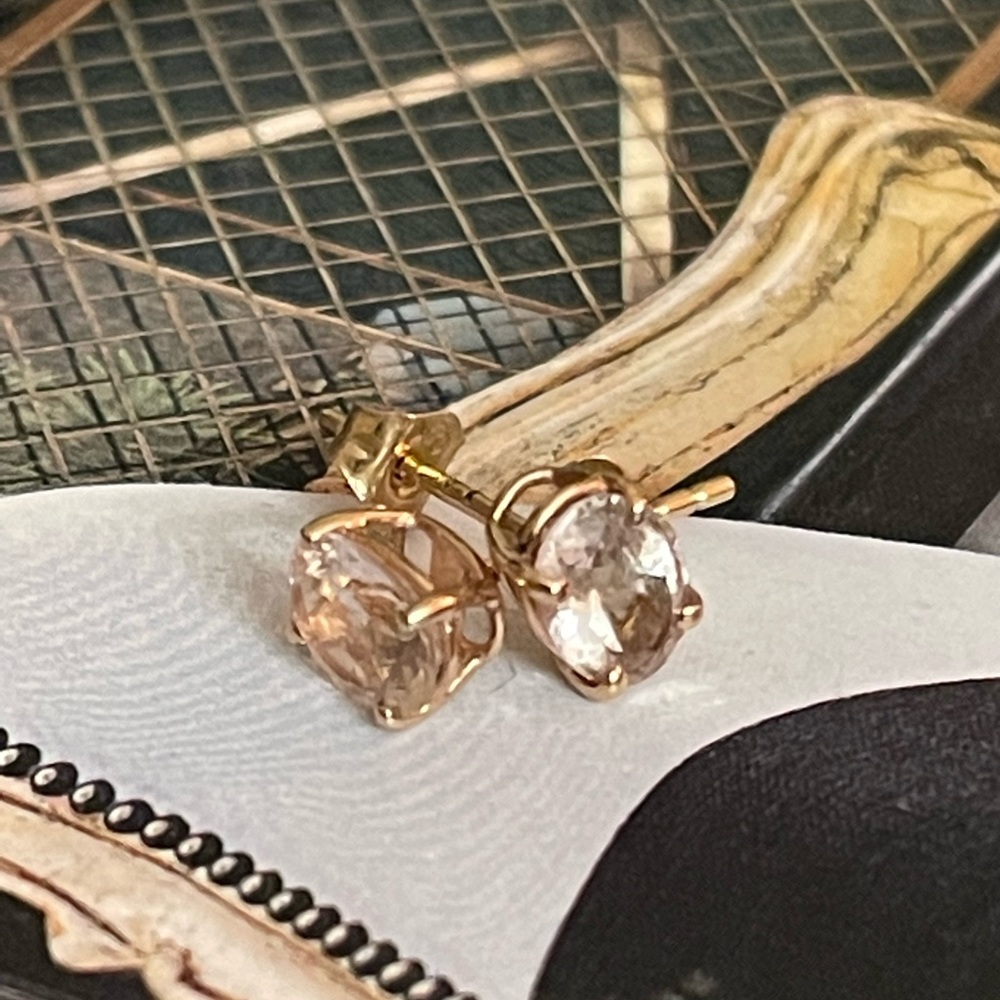 Morganite Earrings Solid Rose Gold - image 1